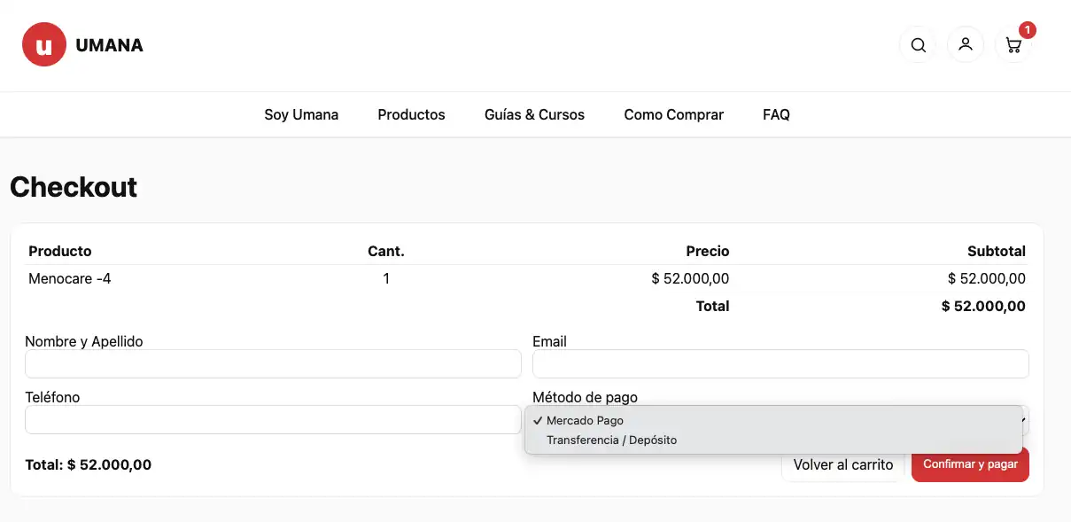Seleccionar medio de pago