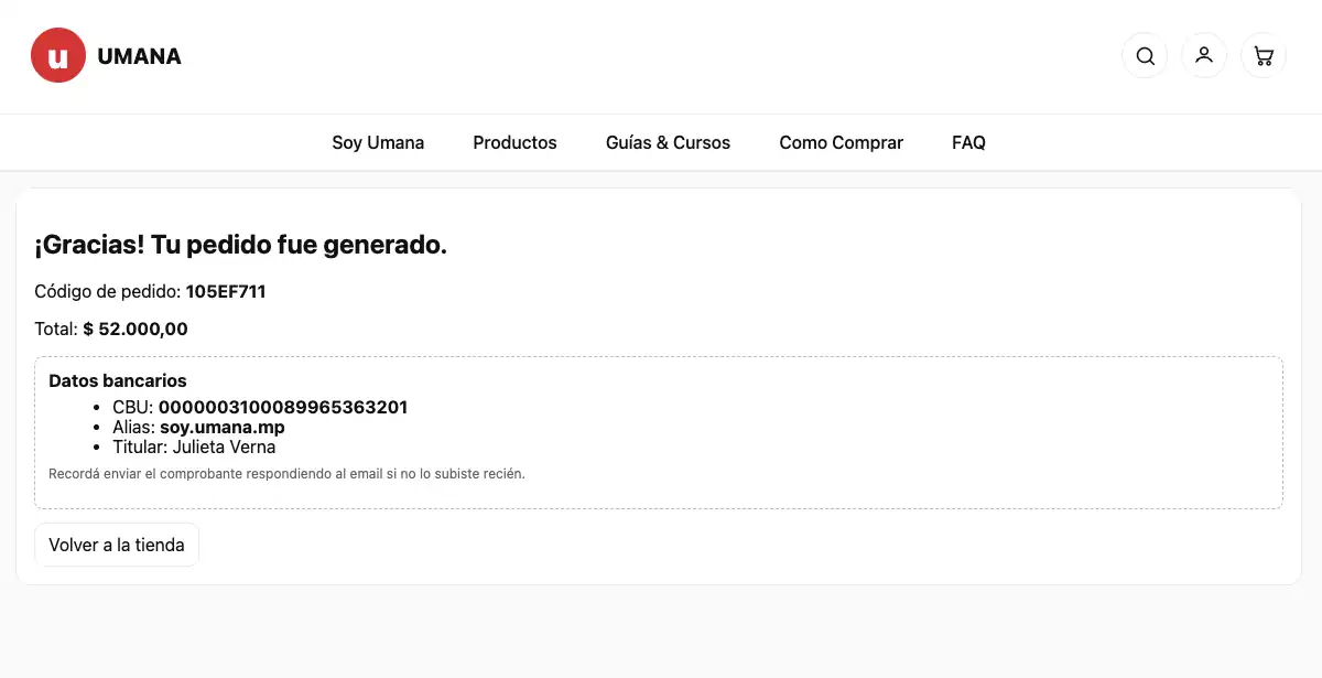 Confirmación de compra