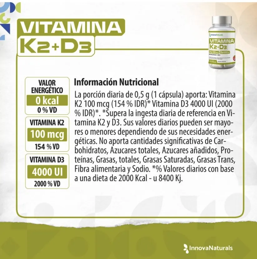 Vitamina K2 + D3 InnovaNaturals