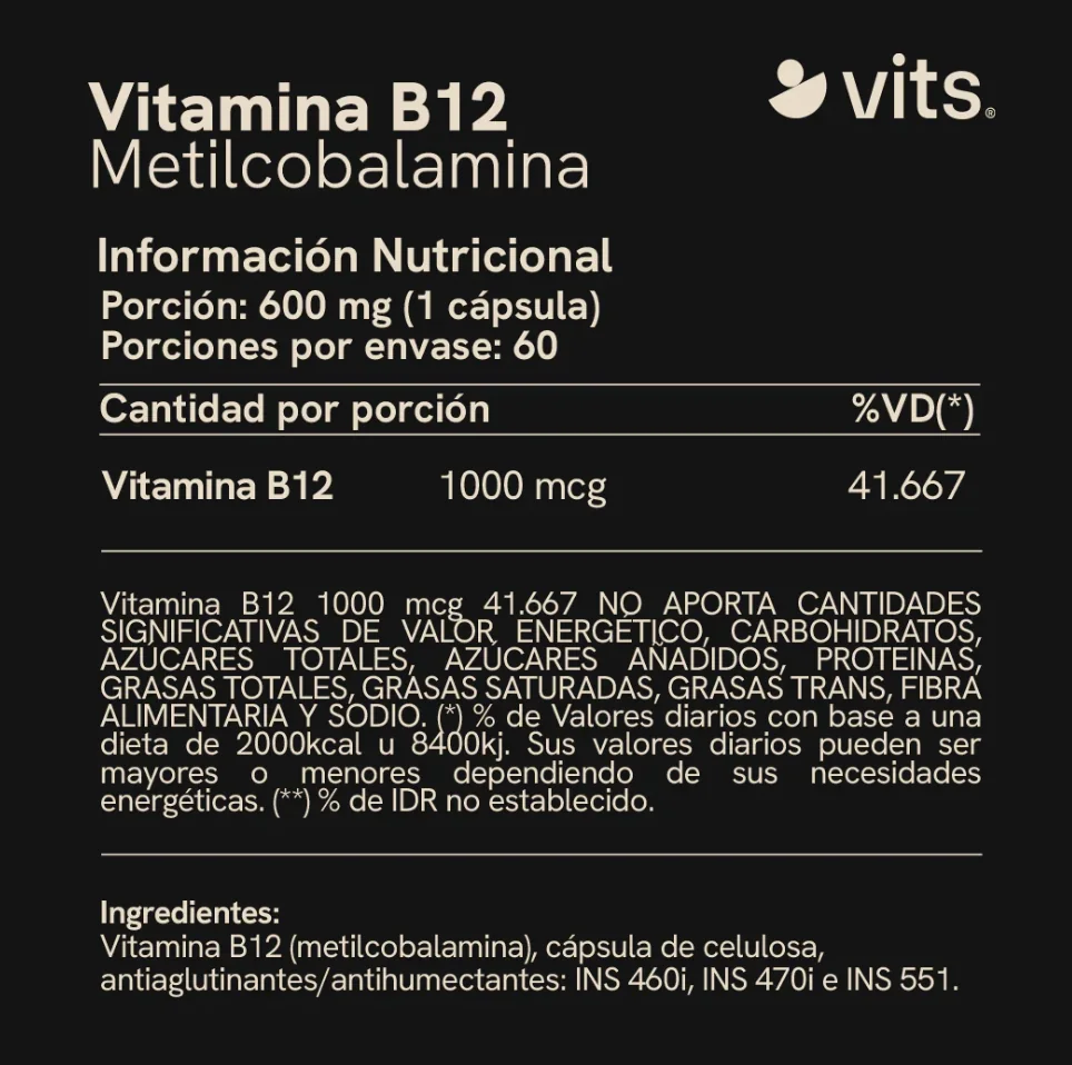 Vitamina B12 Metilcobalamina VITS  x 60